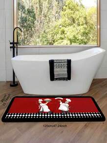 1 件廚師黑白格紋廚房地毯防滑可洗廚房墊適用於走廊地毯 - 紅色 - 查看 7