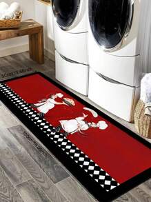 1 件廚師黑白格紋廚房地毯防滑可洗廚房墊適用於走廊地毯 - 紅色 - 查看 8