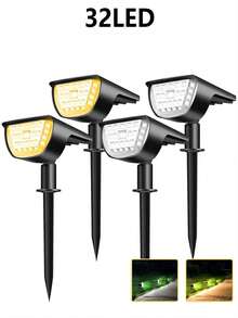 6/4/2/1入組太陽能景觀32LED聚光燈，3種模式防水室外太陽能景觀聚光燈，適用於露台、花園、車道、門廊、人行道、游泳池、假日和聖誕裝飾 - 白色 - 查看 2