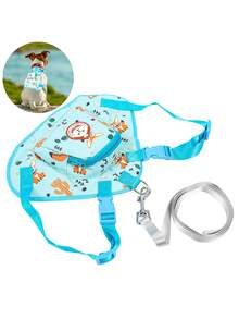 Pet Chest Bag, Waterproof Comfortable Breathable Dog Cartoon Backpack - Blå - Visa 3