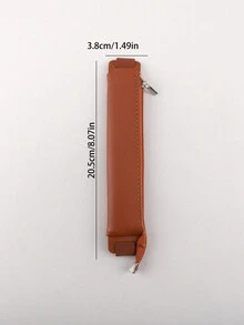 1個pu皮筆盒,復古帶式筆盒,化妝品收納袋,文具收納袋,辦公和學校用品,學生禮品 - 棕色 - 查看 9