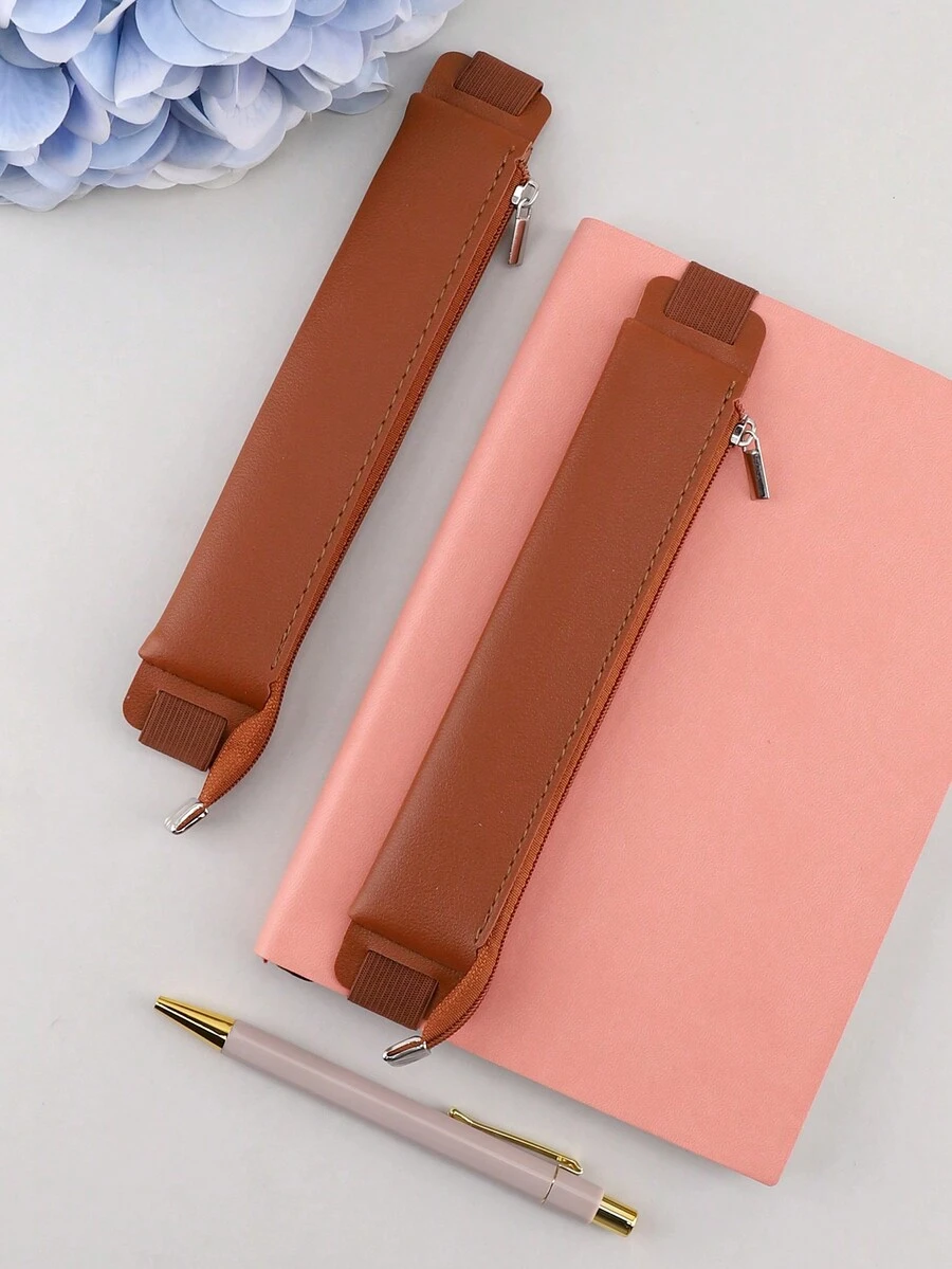 1個pu皮筆盒,復古帶式筆盒,化妝品收納袋,文具收納袋,辦公和學校用品,學生禮品