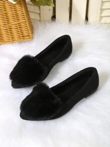 36-43 Large Size Women's Shoes Winter Fluffy Shoes, Autumn Pointed Toe Comfortable Flats. Size 41 And 42 Comfortable.