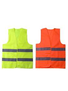 10PCS Chaleco Reflejante de Seguridad con Tiras Reflectantes y Cierre, Chalecos de Seguridad para Obra y Brigadistas, Chalecos de Seguridad Reflejantes en Colores Verde y Naranja, Set Ideal para Construcción y Eventos al Aire Libre - Chaleco de Seguridad Verde y Chaleco de Seguridad Naranja - Amarillo - Ver 4