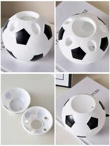 Multifunctional Soccer Pen Holder Shelf Stationery Organizer Plastic Pen Container With Ball Shape Design For Student Desk, Gift - Red - View 7