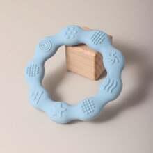 8公分寶寶矽膠咬咬玩具,可磨牙棒適用於嬰兒出牙期 - 霧霾藍 - 查看 2