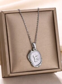 1個男女通用簡約款26英文字母大寫項鍊,情侣或個性化名字項鍊 - 金黃色 - 查看 6