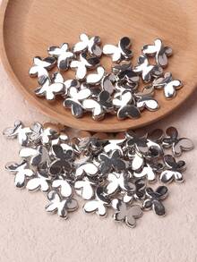 50pcs Ccb Smooth Butterfly Beads Diy Jewelry Making Accessory - Silver - View 1