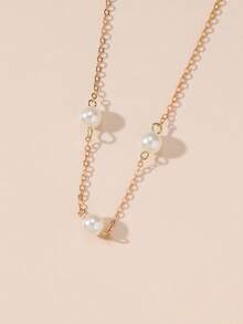 1pc New Style Simple And Fashionable Pearl Decorated Versatile Waist Chain - Gold - View 3