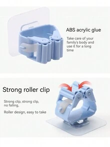 4件套壁挂式拖把架收纳架，无缝拖把夹挂钩，家用收纳架 - 彩色 - 查看 8