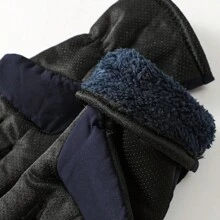 1 双男士蓝色加厚手套，带保暖内衬，保暖、防风、防寒、防滑，适合骑行、户外运动和滑雪 - 寶藍色 - 查看 3