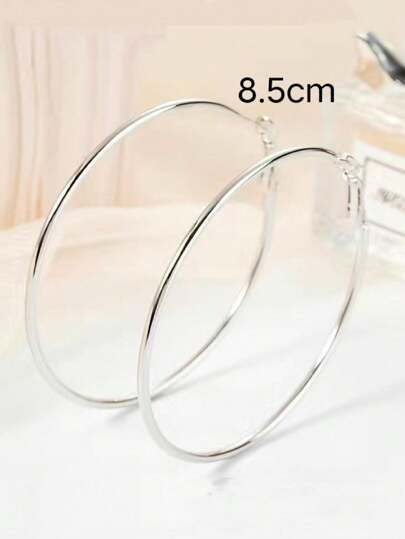 Brincos De Argola Liso 8,5CM - Prata E Dourado