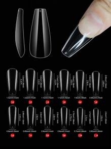 240pcs/box Transparent Long Coffin Shaped Nail Tips - Clear - View 5