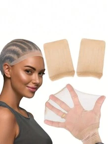 2pcs/pack Breathable HD Wig Cap for Professional Use - Elastic and Invisible - Khaki - View 1