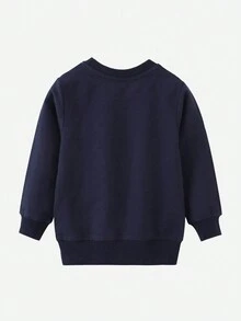 Sudadera Con Estampado De Dibujos Animados Para Niñas - Azul Marino - Ver 2