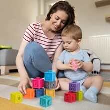 Amy&Benton Soft Baby Rubber Stacking Block 1 Year Old Toddler Silicone Building Blocks for 6 12 18 months Infant Teething Blocks - Multicolor - View 8