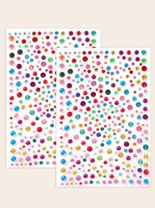 2pcs 3d Simulation Large Mixed Color Rhinestone Stickers For Diy Music Festival Y2k Makeup Party Face & Body Decoration - Multicolor - View 2