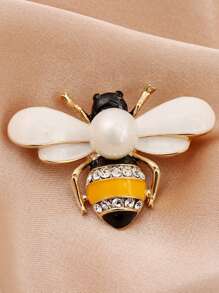 可愛的鑽石蜜蜂胸針,女士派對配件,昆蟲假珍珠胸花針,針織衣、西裝等服裝配飾禮物