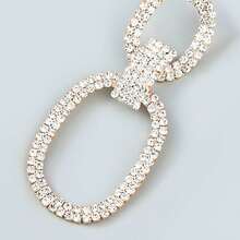 1對時尚閃亮多層幾何橢圓設計銅嵌鑲鑽立體垂墜耳環,適合女性在假期、婚禮、聚會、約會、聖誕裝飾等場合佩戴