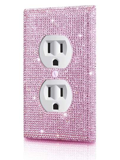 1 pieza Cubierta de placa de pared para enchufes, cubiertas de enchufes para tomas eléctricas, tamaño estándar de 4.50" X 2.76", cubierta decorativa de interruptor de luz con cristales de color plateado para accesorios de dormitorio, decoración del hogar, pegatinas, decoración de pared, calcomanía de vinilo para decoraciones del hogar, artículos de decoración de primavera para renovar su hogar, pegatinas de decoración Rama, regalos de cumpleaños y graduación