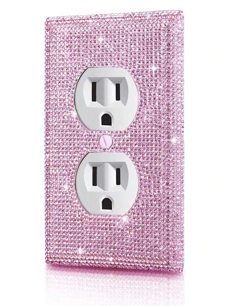 1 件墙板插座盖，电源插座插头盖，标准尺寸 4.50 英寸 X 2.76 英寸，银色水钻闪亮装饰灯开关盖板，适用于卧室配件家居装饰、贴纸、墙贴花、乙烯基贴花，用于家居装饰、春季装饰物品让您的家焕然一新、拉玛装饰贴纸礼物生日毕业