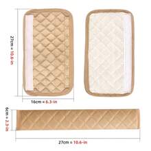 2入組米色汽車座椅安全帶套,四季款絨面肩墊,中性適用,加長版 - 米色 - 查看 2