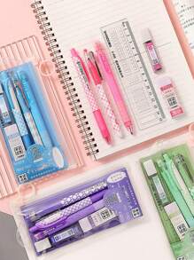 6pcs Purple Stationery Set For Students Including Eraser And Neutral Pen - Multicolor - View 3