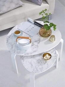 白色自黏式大理石紋壁紙,可拆卸的壁紙,可黏貼桌面、自粘櫥柜後擋板 - 白色 - 查看 3