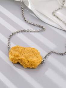 1pc Unique And Exaggerated Design Necklace, Best Friends/Couples Gift, Daily Outfit Accessory - Yellow - View 5