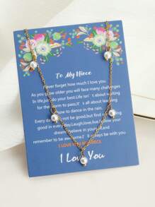 1個女性時尚、簡潔、優雅、五顆珍珠、不鏽鋼鍊式項鍊,作為聖誕和新年送給朋友、家人和女朋友的禮物