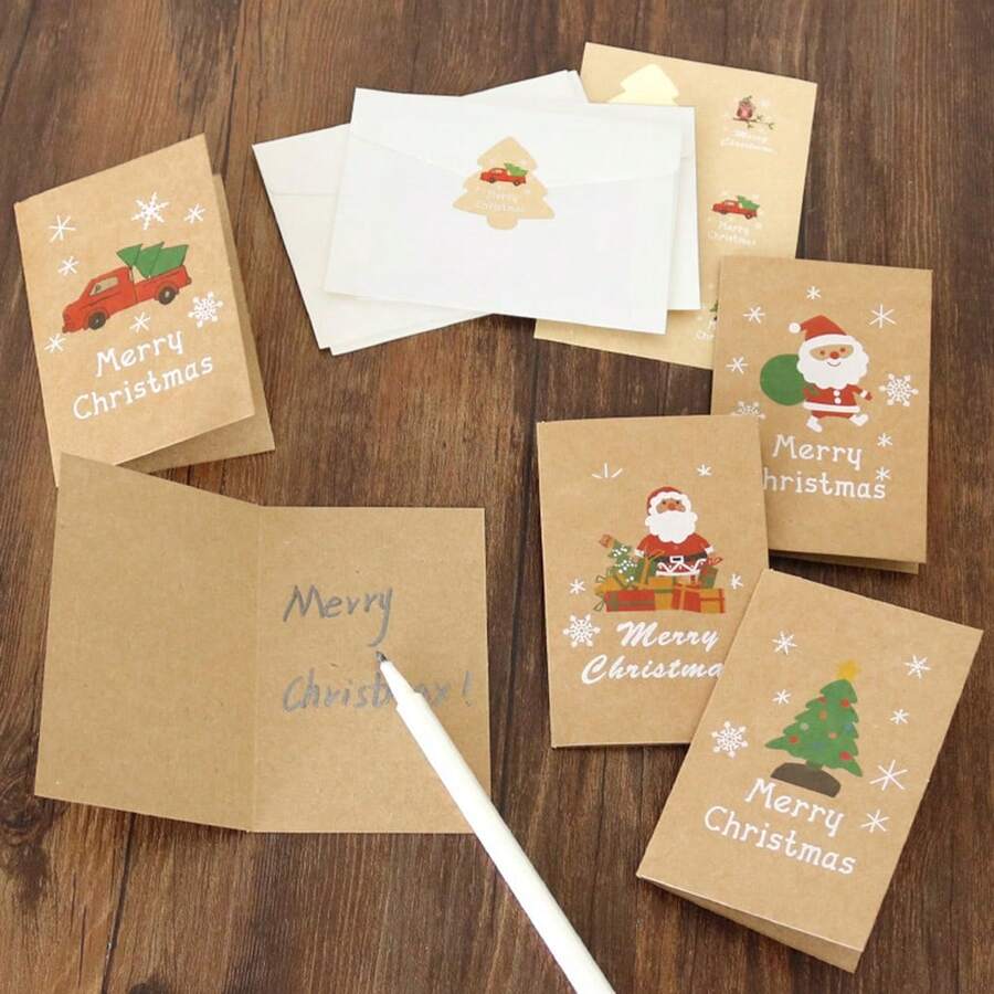 6sets Christmas Greeting Cards With Envelopes & Stickers - Gloves - View 1