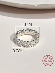 1 件時尚重型 925 純銀葉子開口戒指,精緻美麗,充滿靈氣,時尚百搭,男女通用風格,適合日常聚會和各種場合,珠寶