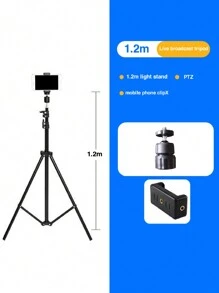 120cm Live Streaming Tripod Stand With Three Legs For Floor-mounted Use, Foldable & Multipurpose To Shoot Video & Photos - Black - View 2