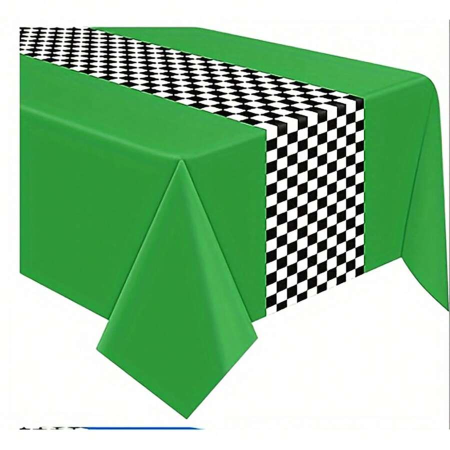 Car Theme Birthday Party Supplies, Including Racing Party Decorations, Road Tablecloth, Car Track Design, Perfect For Kids' Party, 54x108 Inch (bright Style) - Green - View 1