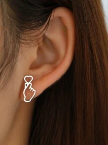 Aomogo 不銹鋼耳環 2023 年時尚鏤空手、手指和心形時尚珠寶女士派對送給朋友婚禮的最佳禮物