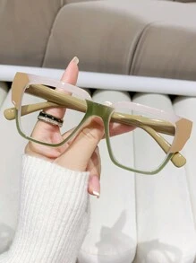 1pc Unisex Square Retro TR90 Non-Prescription Glasses - Multicolor - View 1