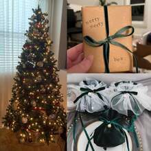 ZNZAKKA 10 Yards Velvet Ribbon Green Velvet Fabric Ribbon Trim Single Face Spool Satin Velvet Ribbon for Gift Wrapping Bow Making Christmas Decoration - Green - View 6