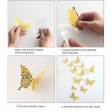 3d Hollow Out Butterfly Decor, Silver Tone - Silver - View 4