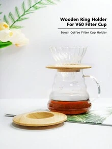 Beech Ring Holder For V60 Filter Cup Wooden Coffee Filter Cup Holder Rack Round Ring Filter Shelf For All Size Cups Coffee Accessories - Ginger - View 3