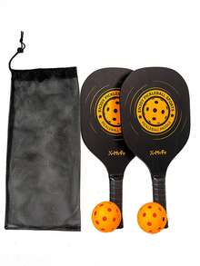 2pcs Solid Wood Pickleball Racket Set For Casual Outdoor Sports Pickeball Training Beach Racket - Black - View 7