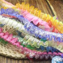 1000公分白色雙層多色褶邊花邊,用於製作發飾、玩具、服裝和其他 Diy 手工藝品 - 白色 - 查看 4