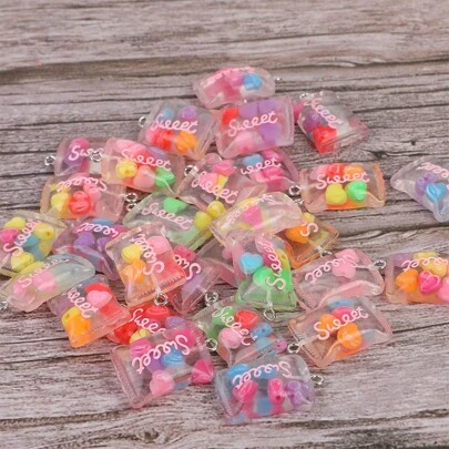6/12/24/36/50pcs Cute Resin Miniature Candy Shaped DIY Bracelet, Necklace, Earring, Keychain, Pendant, Party Favor Jewelry Accessories