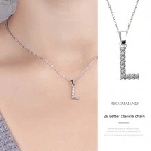 Wedding Full Diamond Letter Detail Necklace - Rose Gold - View 4