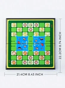 1pc Foldable Magnetic Chinese And English Animal Chess Set With Cartoon Animal Heads For Easy Storage, Essential For Family Entertainment - Green - View 8
