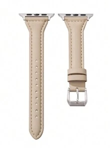 1件經典修身PU皮革錶帶，中性時尚星光風，兼容 S8/S9/S10/S11 (45mm/44mm/38mm/40mm/41mm/42mm/49mm/46mm)，運動智能手錶錶帶，適用於Series/Ultra/SE/11/10/9/7/6/5/4/3/2/1系列，時尚智能手錶錶帶 - 米色 - 查看 8