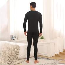 Nam Đồ lót nhiệt Bộ Cho mùa đông Đồ ngủ Bộ đồ , Thích hợp Đối với Thời tiết lạnh - màu đen - Xem 5