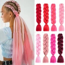 1件时尚女孩纯色巨型辫子假发，高温丝材质，适合都市街舞、嘻哈、个性表演、欧美非洲风、脏辫、日常佩戴、街舞、舞台表演、比赛、海滩摄影 - 摩卡棕 - 查看 4