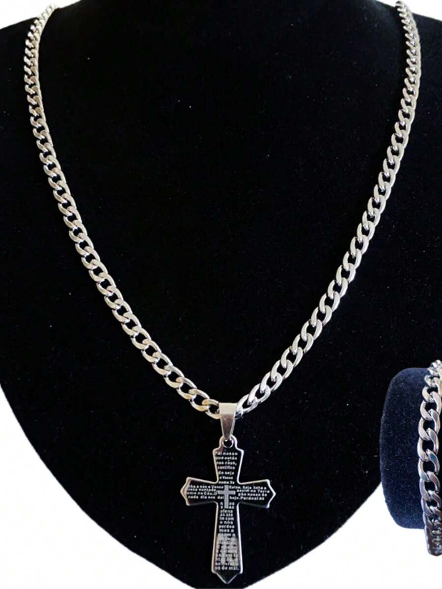 Men's Necklace Sets - 銀色 - 查看 1