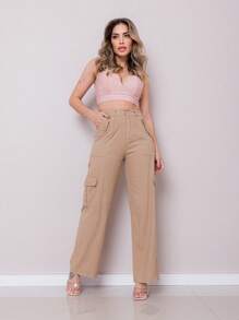 Women Pants - 米色 - 查看 1