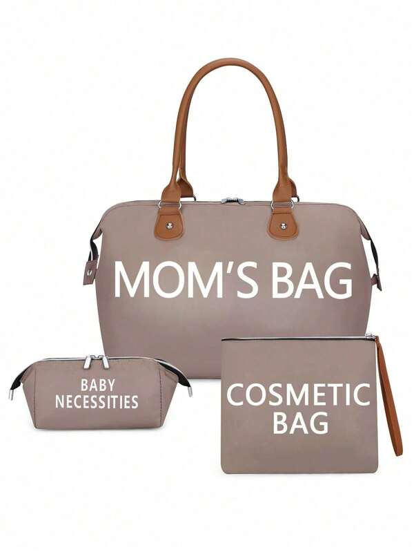 3pcs Travel Tote Bag With Shoulder Strap, Wet & Dry Separation, Bottle Storage For Mom